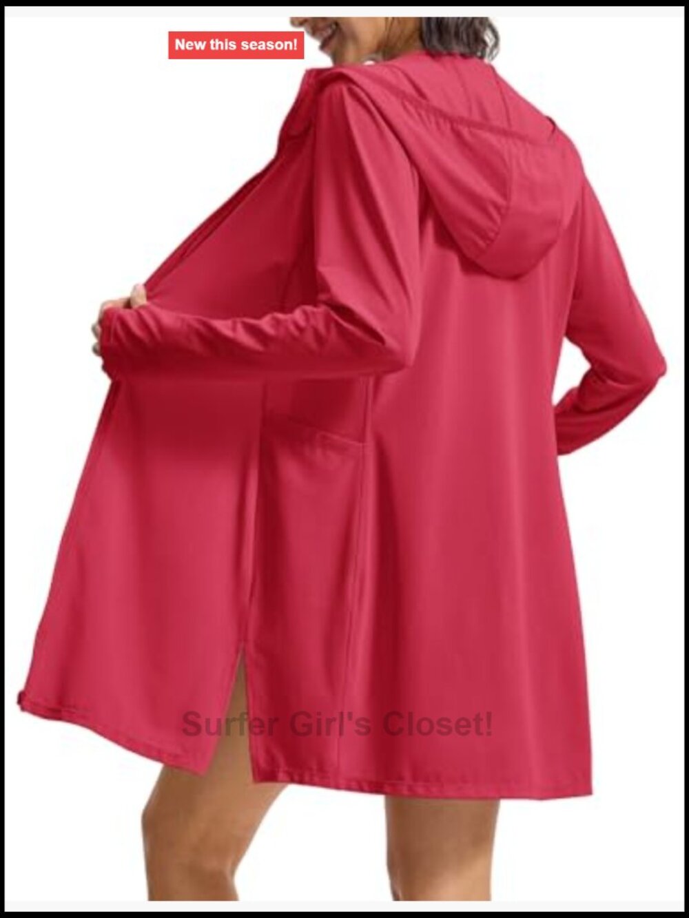 UPF50+ Long Sleeve Swim Cover Up Quick Dry Zip Hooded Beach Shirt - Picture 2 of 7